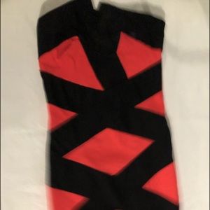 Joyce Leslie Tangerine/Black Strapless Dress